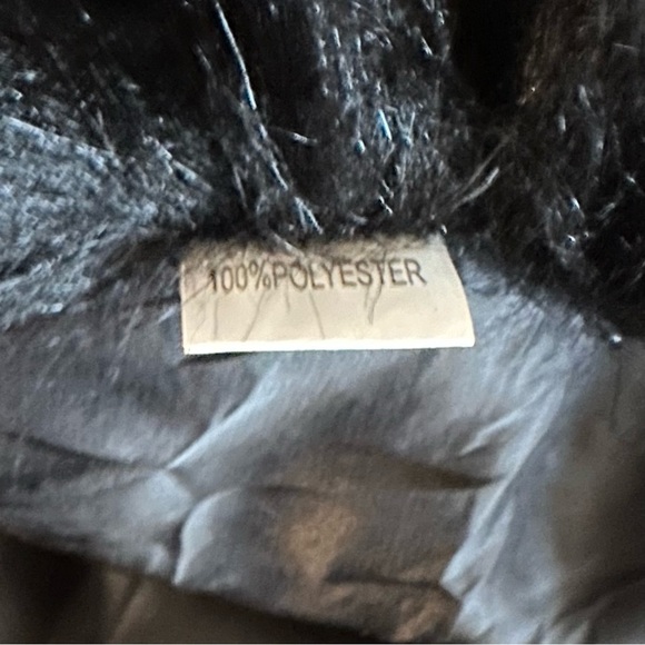 Black Faux Fur Wrap Coat - Picture 6 of 7